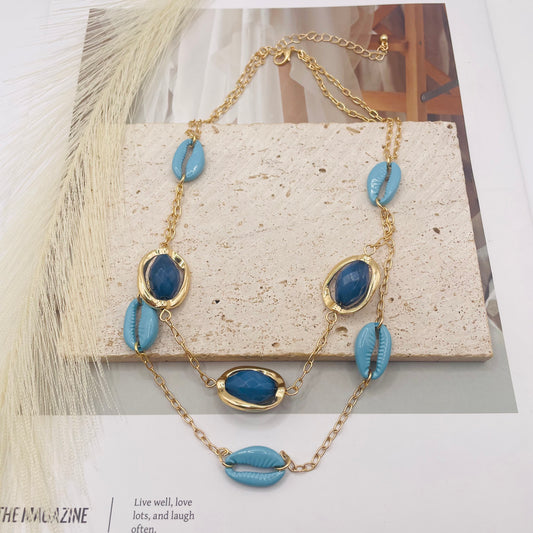 JI JOYA VENTA AL POR MAYOR,Collar sencillo de conchas y cuentas
