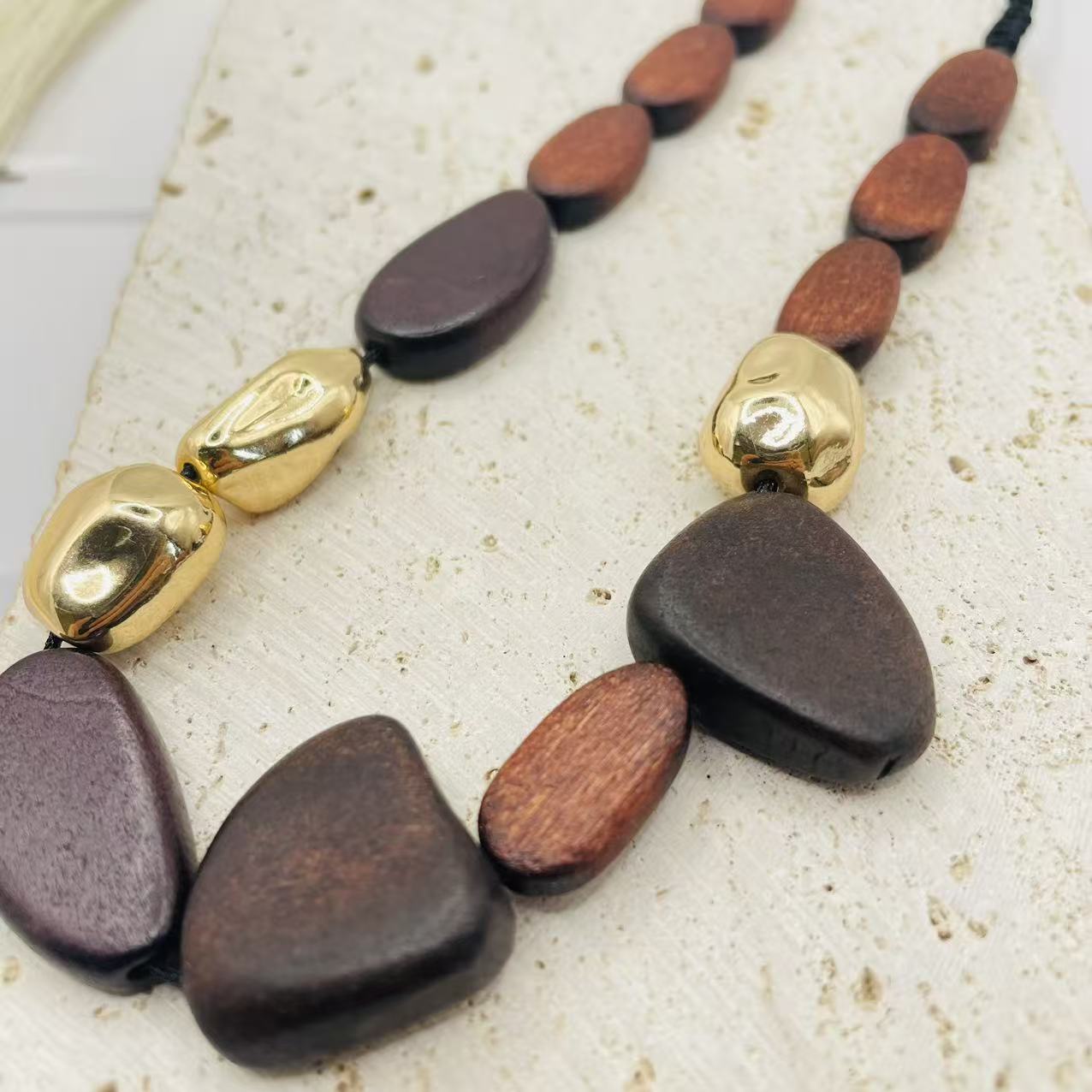 JI JOYA VENTA AL POR MAYOR,Collar de cuentas de madera irregulares