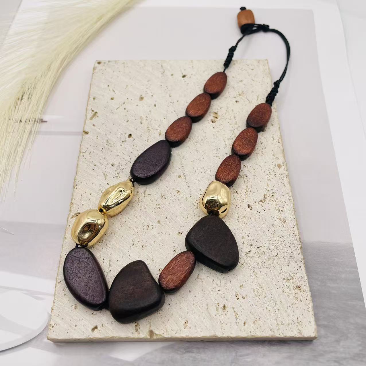 JI JOYA VENTA AL POR MAYOR,Collar de cuentas de madera irregulares