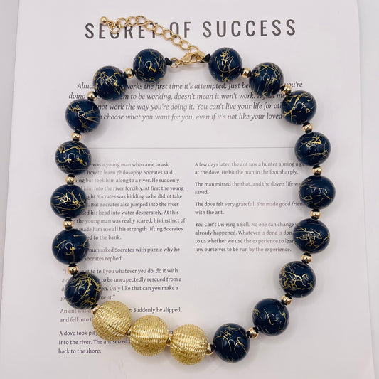 JI JOYA VENTA AL POR MAYOR,Collar con patrón dorado y columna azul