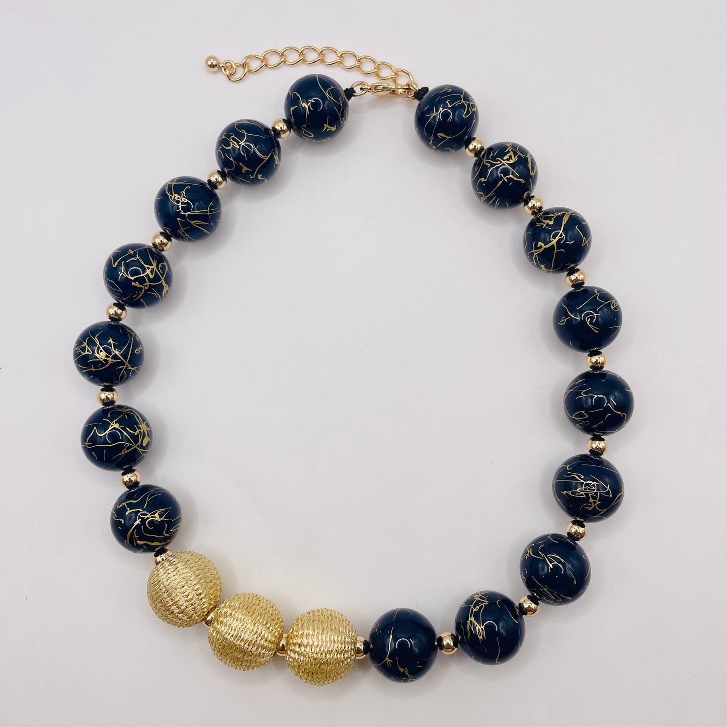 JI JOYA VENTA AL POR MAYOR,Collar con patrón dorado y columna azul