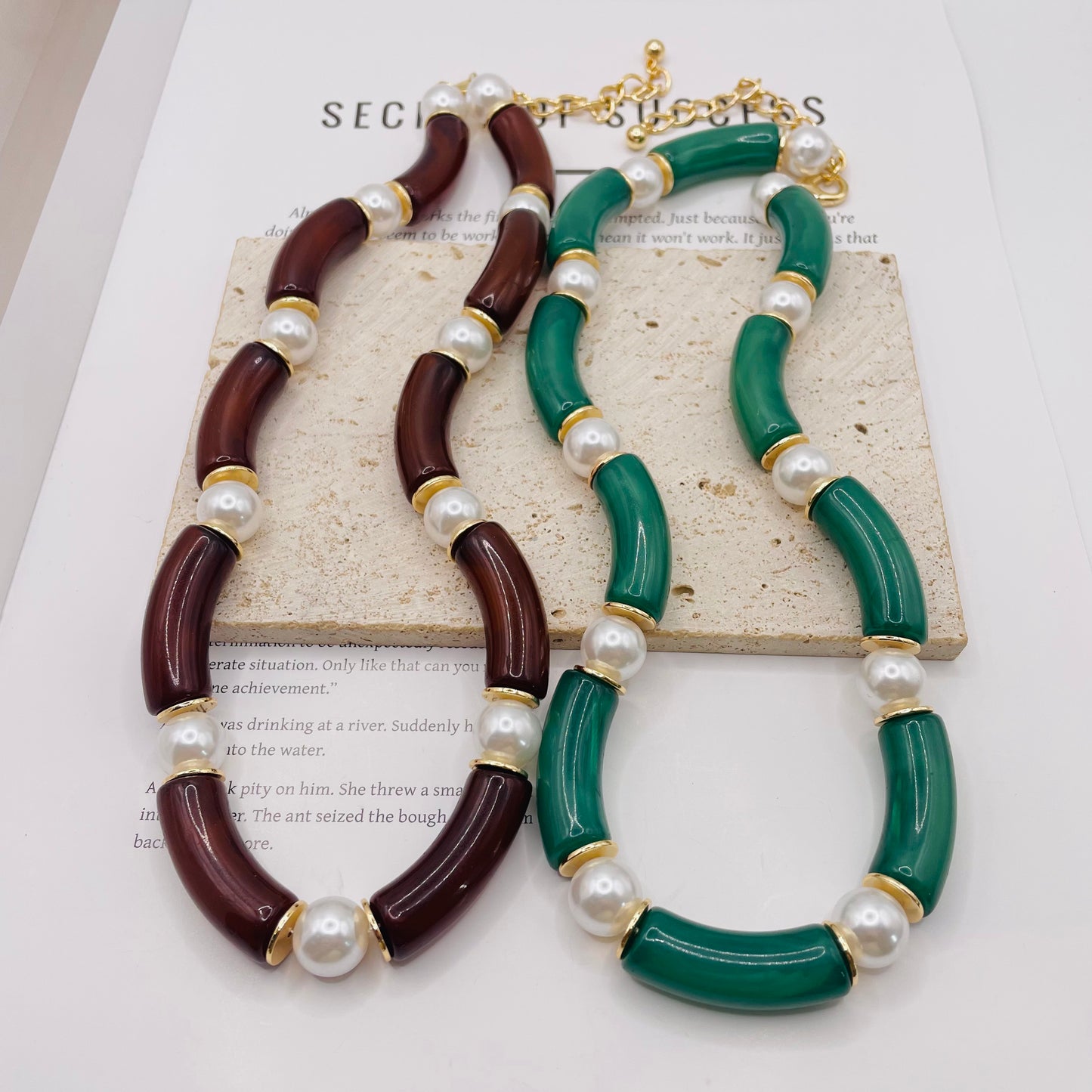 JI JOYA VENTA AL POR MAYOR,Collar de perlas y bambú de moda