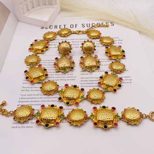 JI JOYA VENTA AL POR MAYOR,Conjunto de girasol, collar, pulsera y pendientes.
