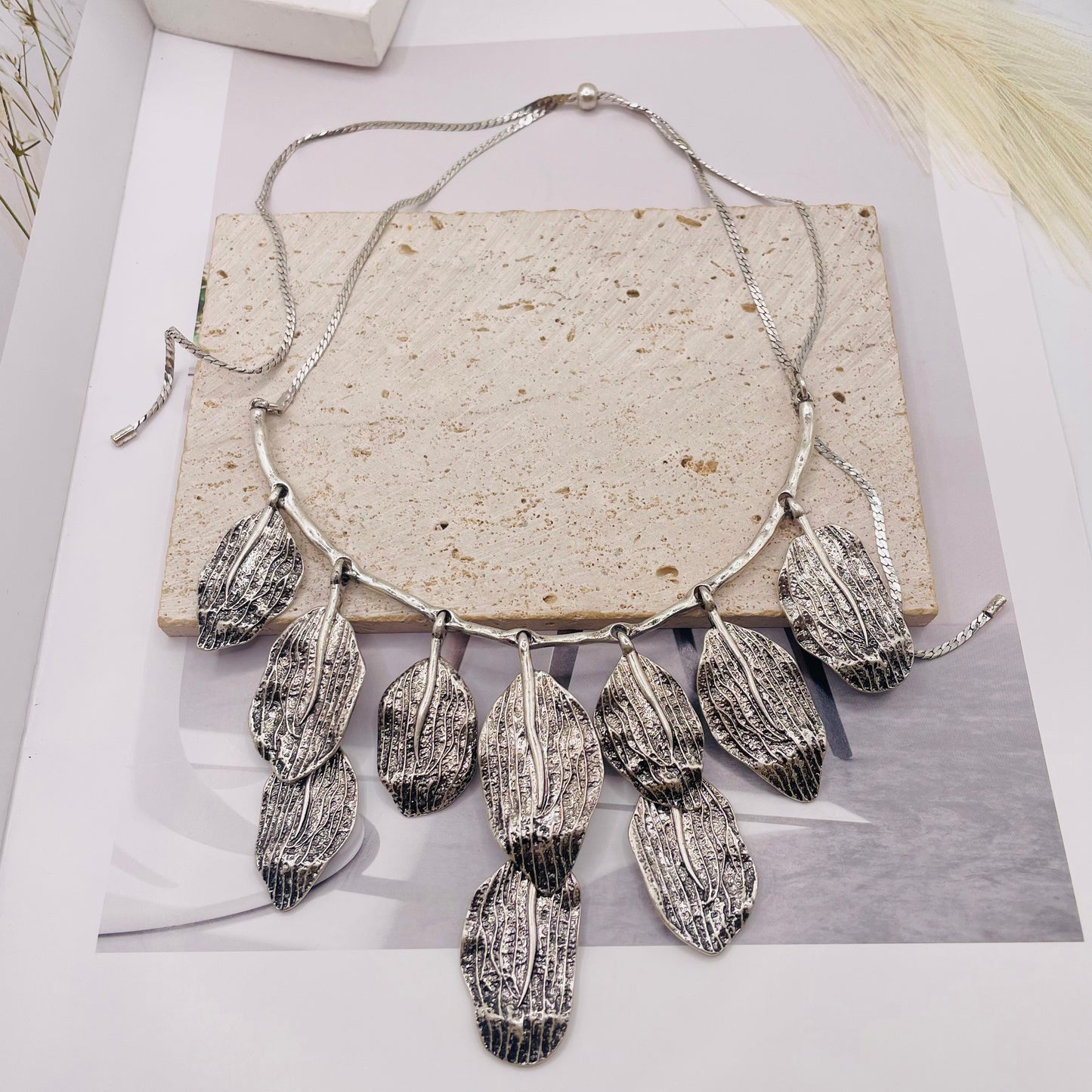 JI JOYA VENTA AL POR MAYOR,Collar y pendientes de estilo hoja de moda