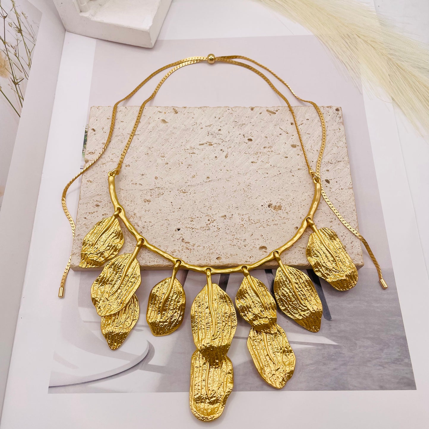 JI JOYA VENTA AL POR MAYOR,Collar y pendientes de estilo hoja de moda