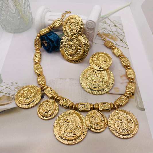 JI JOYA VENTA AL POR MAYOR,Combinación de collar y pendientes elegante y sencilla.