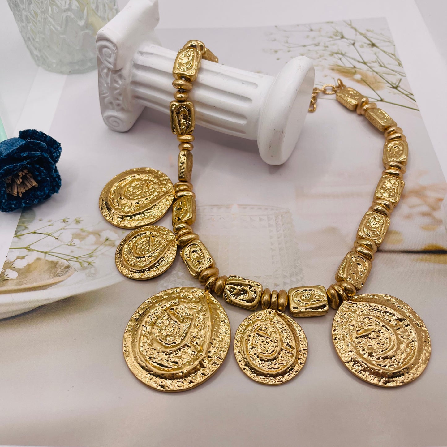 JI JOYA VENTA AL POR MAYOR,Combinación de collar y pendientes elegante y sencilla.