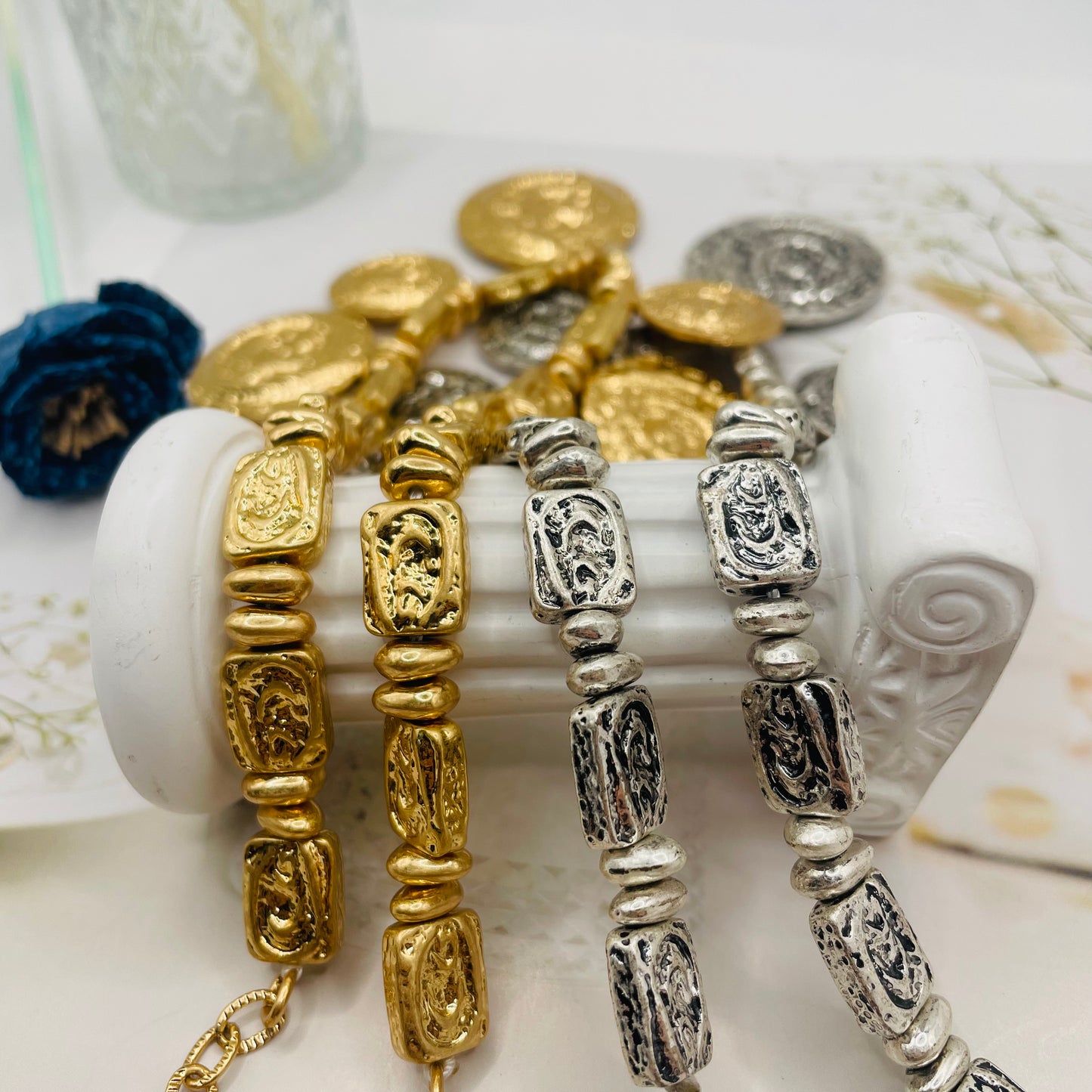 JI JOYA VENTA AL POR MAYOR,Combinación de collar y pendientes elegante y sencilla.