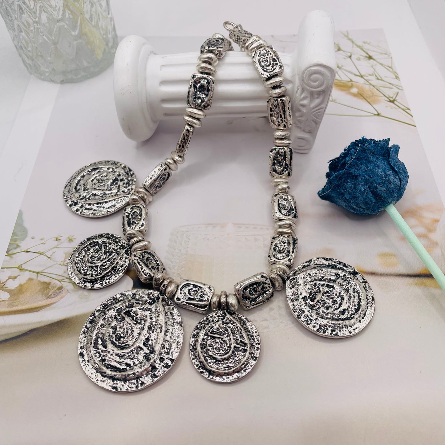 JI JOYA VENTA AL POR MAYOR,Combinación de collar y pendientes elegante y sencilla.