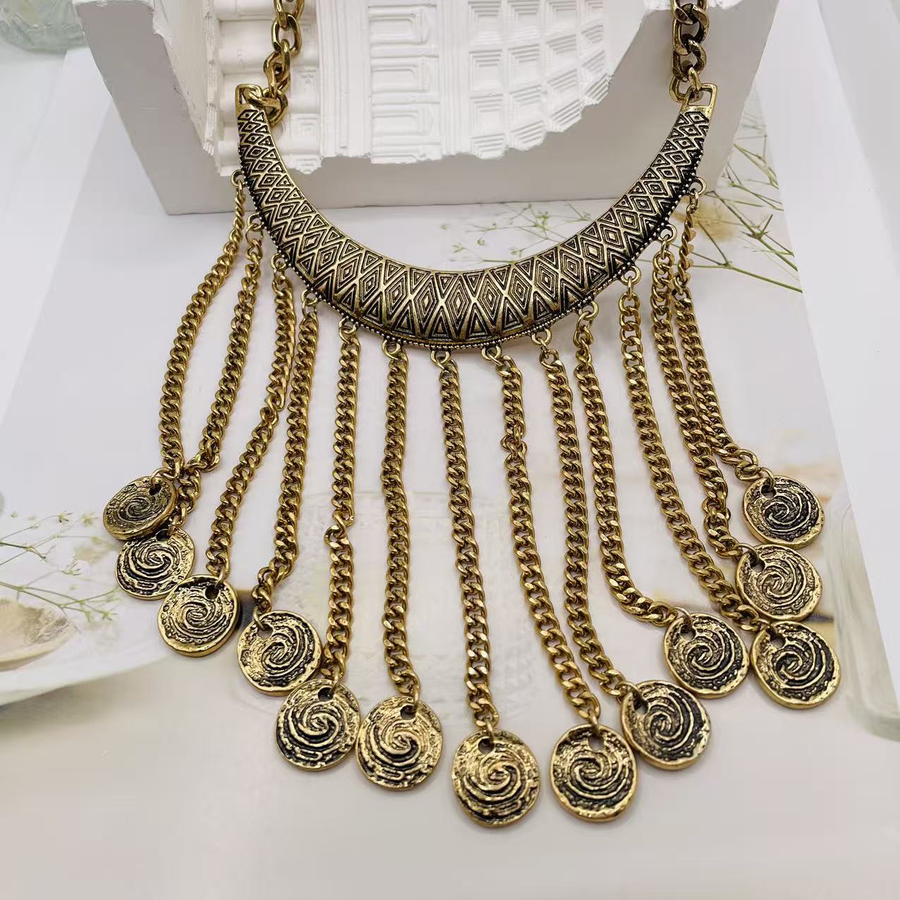 JI JOYA VENTA AL POR MAYOR,Collar de borlas de estilo bohemio