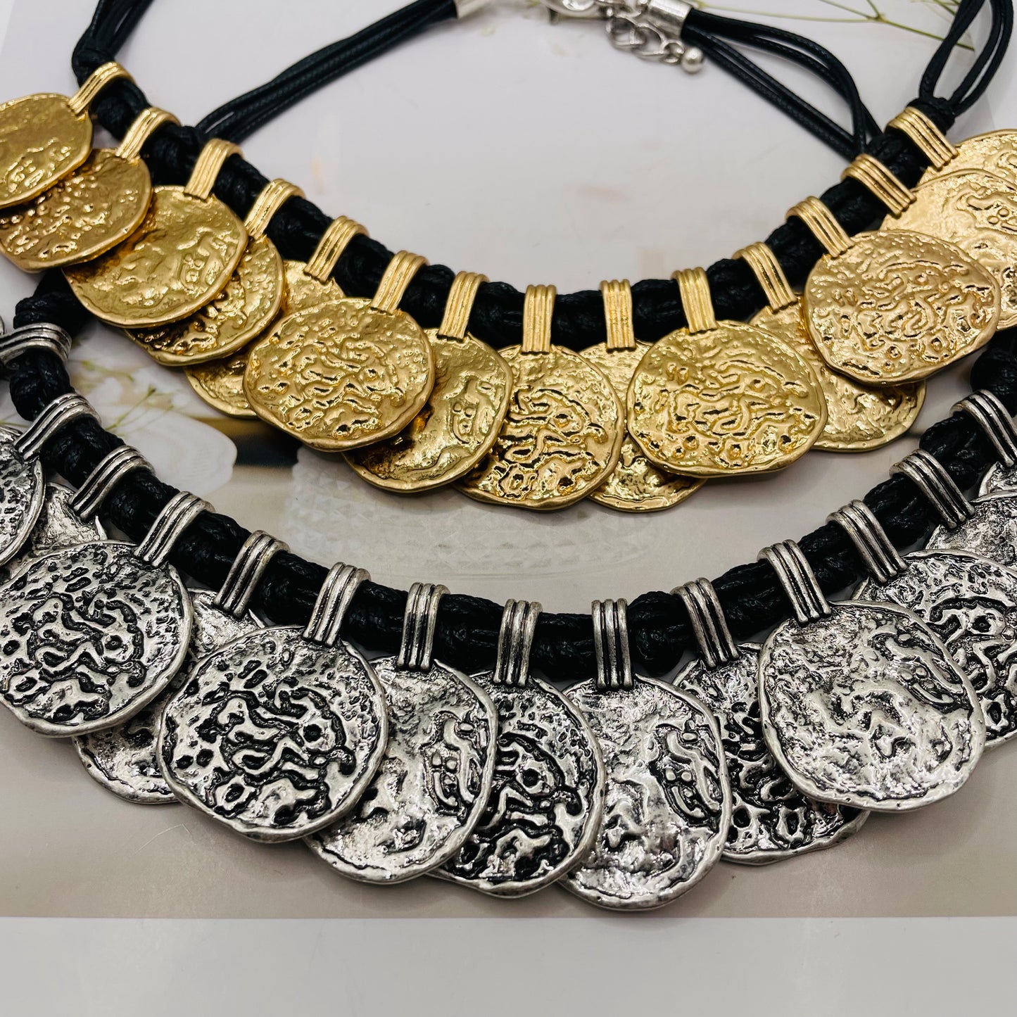JI JOYA VENTA AL POR MAYOR,Collar de cuerda estilo moneda