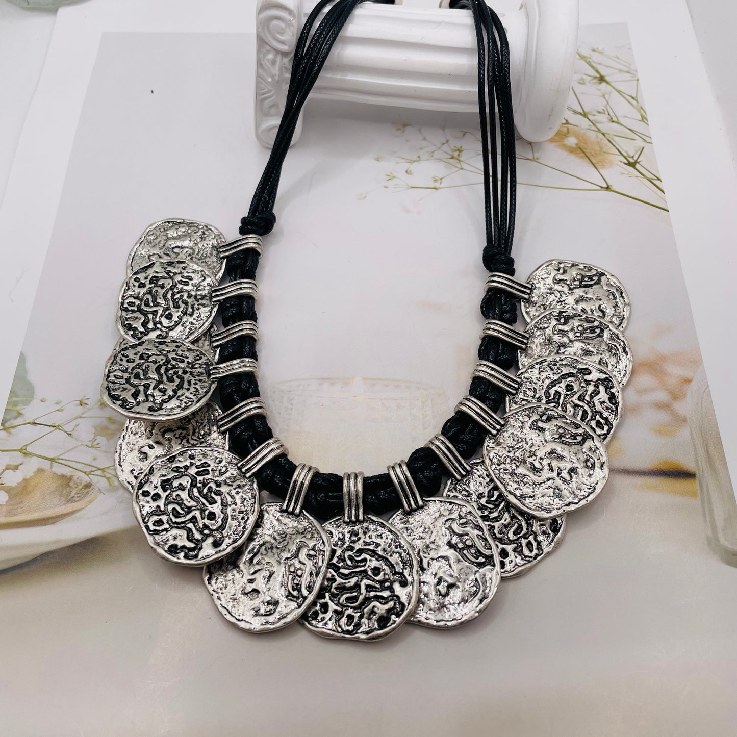 JI JOYA VENTA AL POR MAYOR,Collar de cuerda estilo moneda