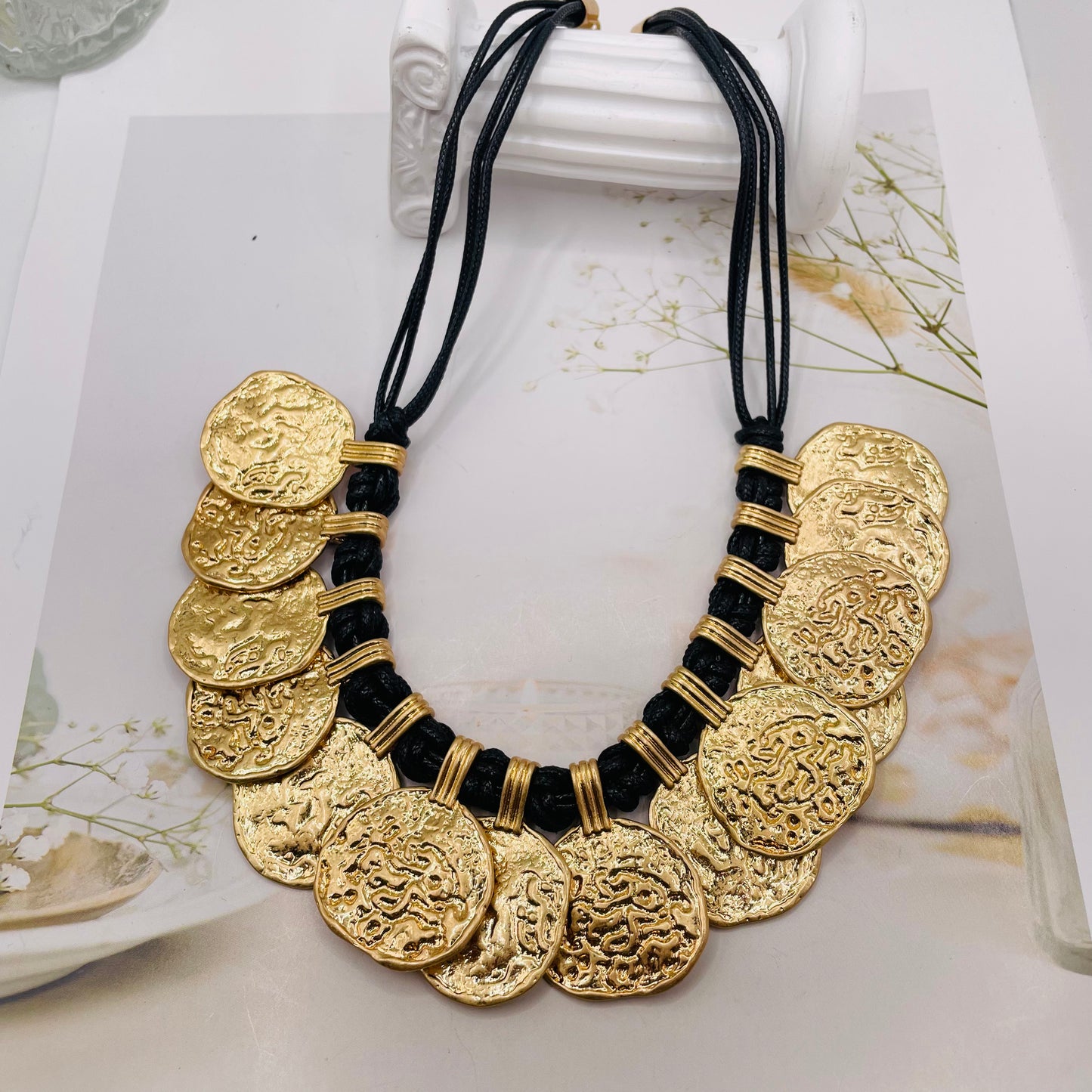 JI JOYA VENTA AL POR MAYOR,Collar de cuerda estilo moneda