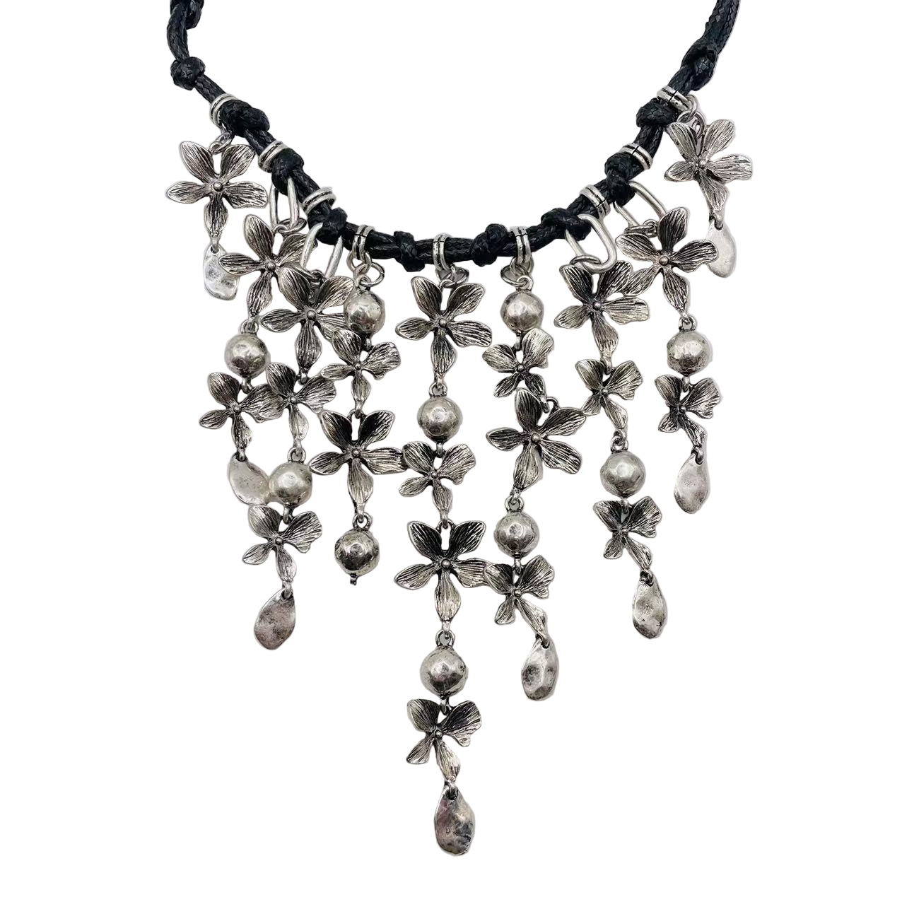 JI JOYA VENTA AL POR MAYOR,Collar de cuerda con flores y borlas