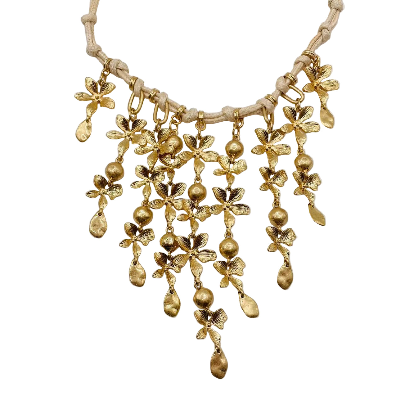 JI JOYA VENTA AL POR MAYOR,Collar de cuerda con flores y borlas