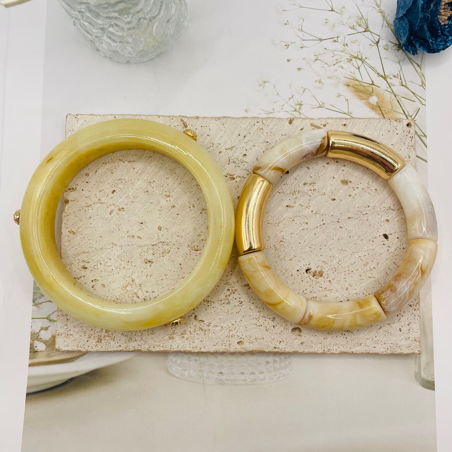 JI JOYA VENTA AL POR MAYOR,Conjunto de pulsera doble, pulsera de bambú y remaches.