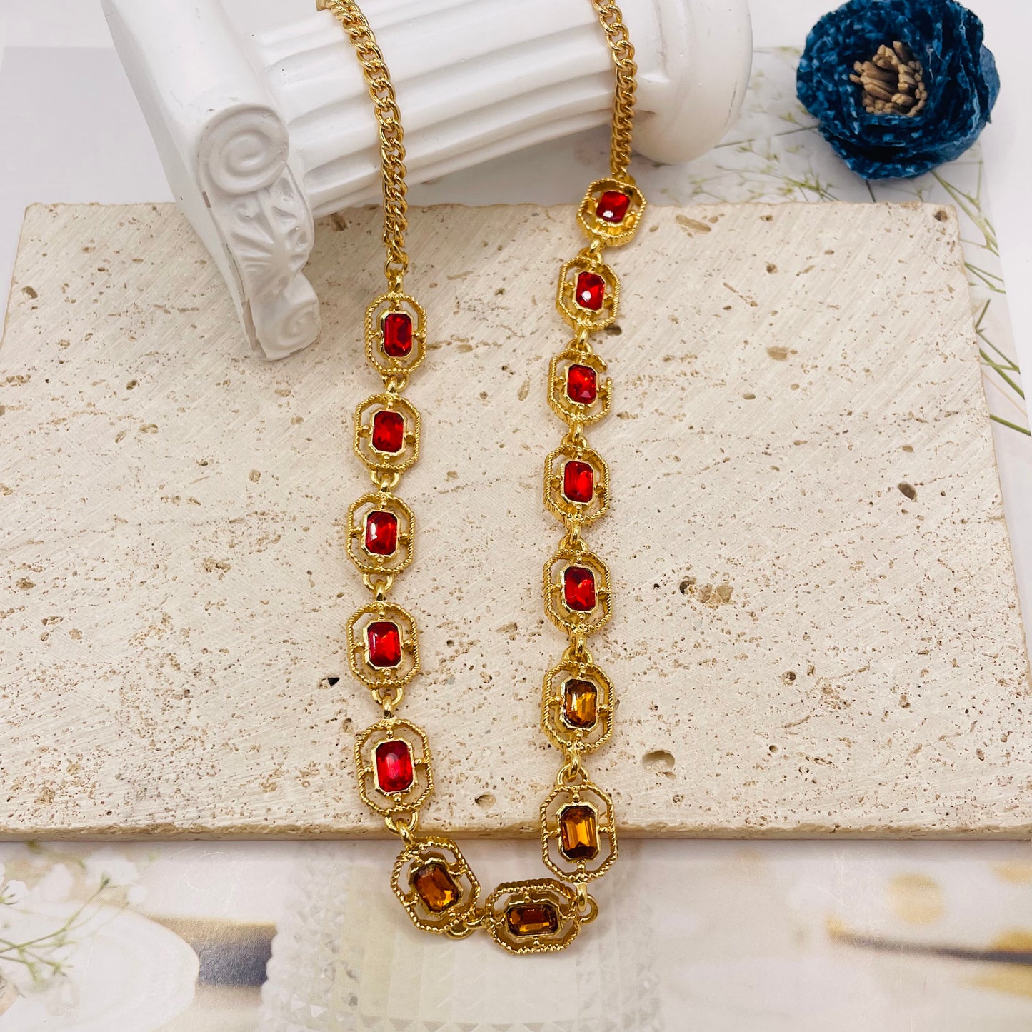 JI JOYA VENTA AL POR MAYOR,Collar de piedras preciosas cuadradas simple y elegante, adecuado para diversas escenas.