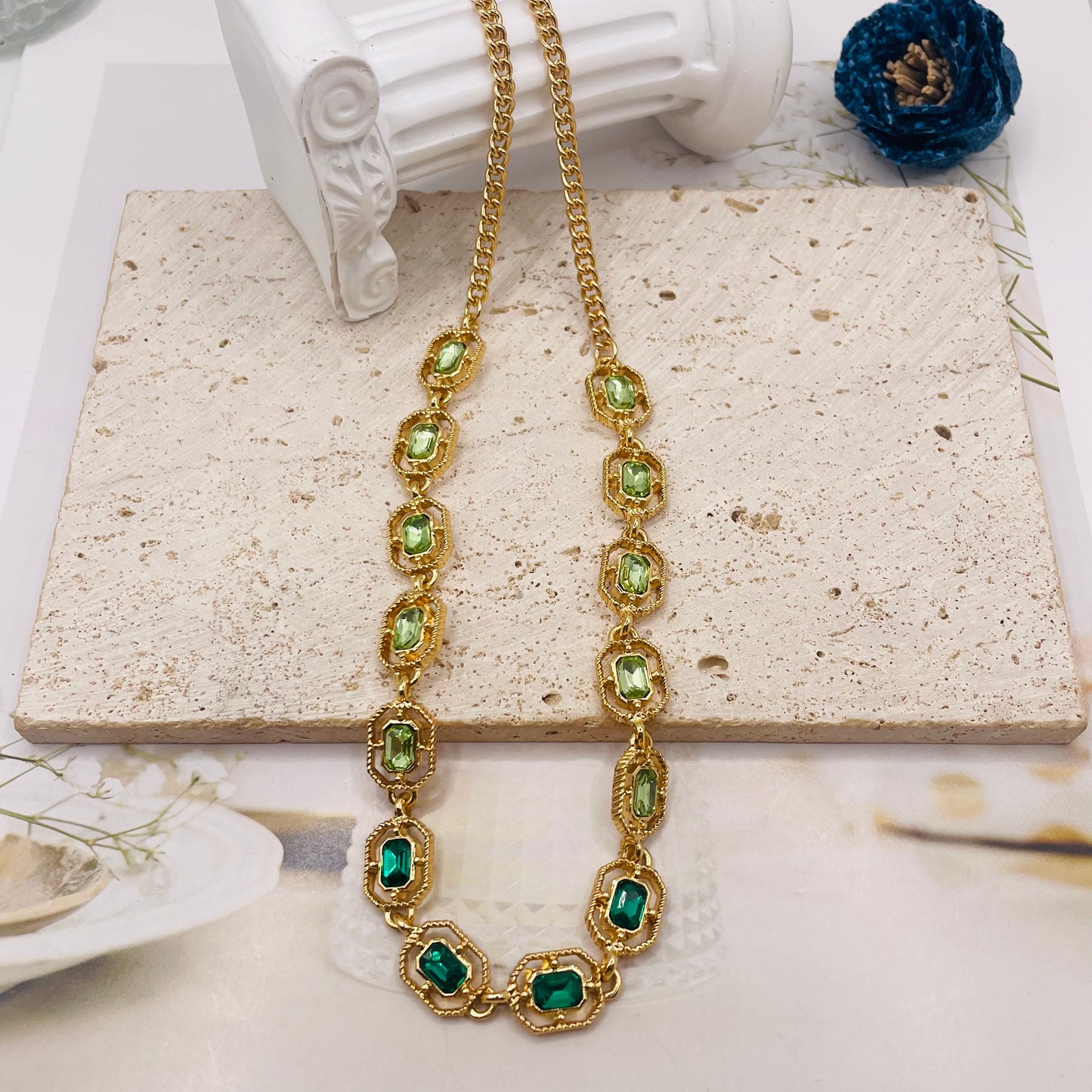 JI JOYA VENTA AL POR MAYOR,Collar de piedras preciosas cuadradas simple y elegante, adecuado para diversas escenas.