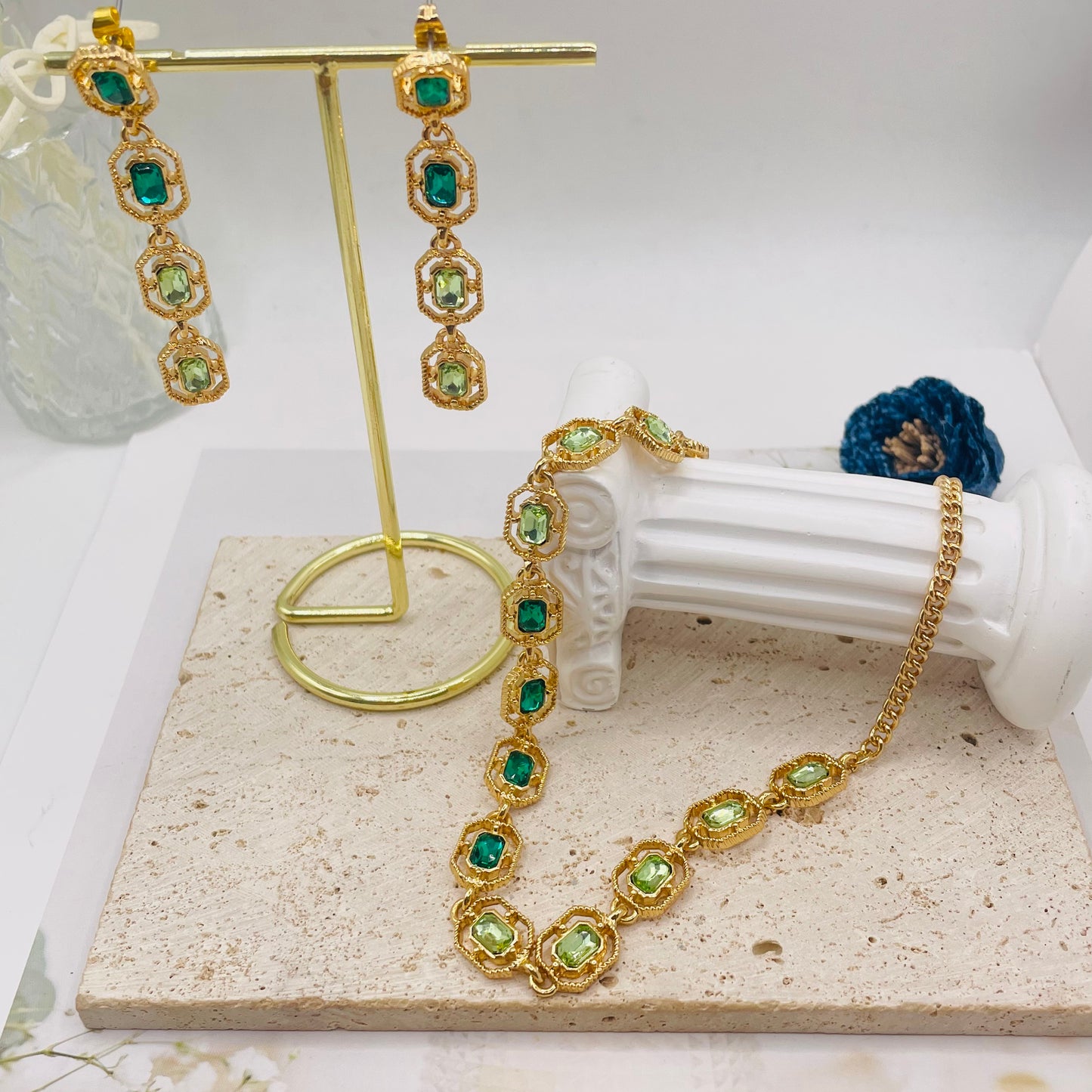 JI JOYA VENTA AL POR MAYOR,Collar de piedras preciosas cuadradas simple y elegante, adecuado para diversas escenas.