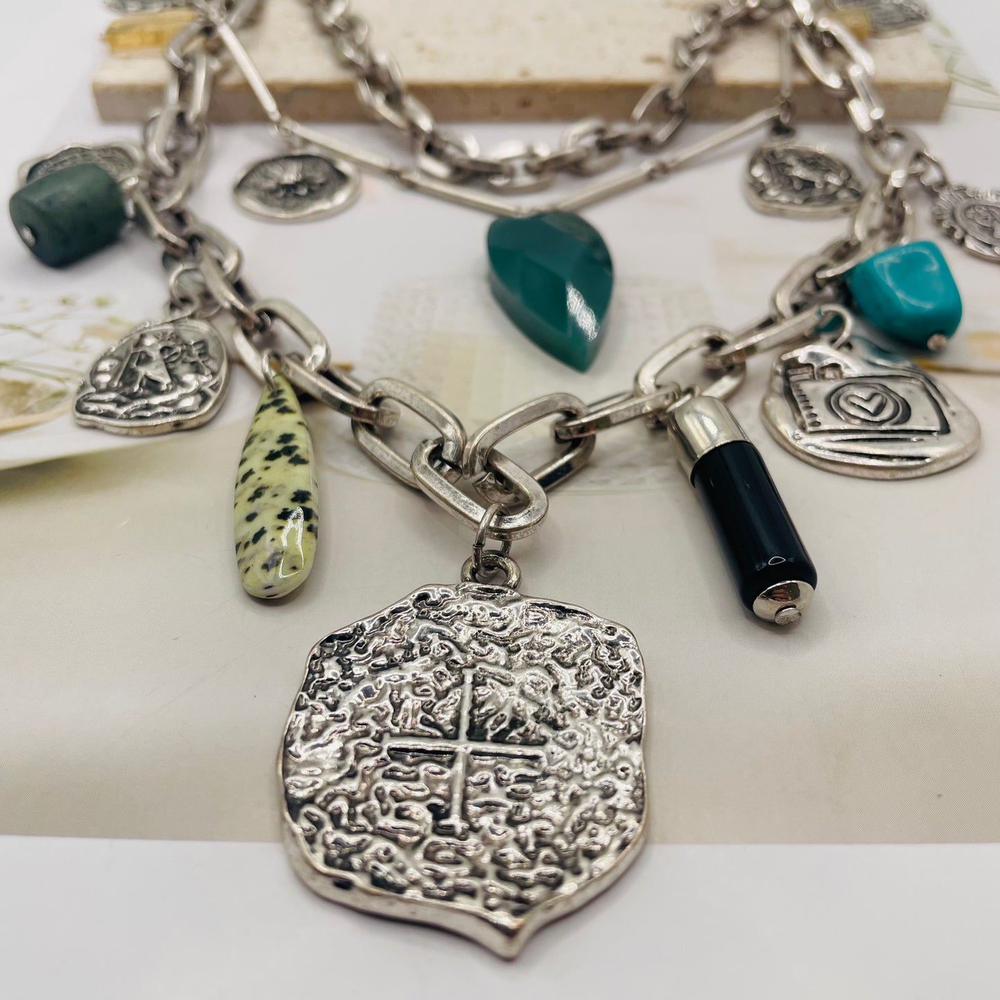JI JOYA VENTA AL POR MAYOR,Combinación de collar vintage de 3 capas