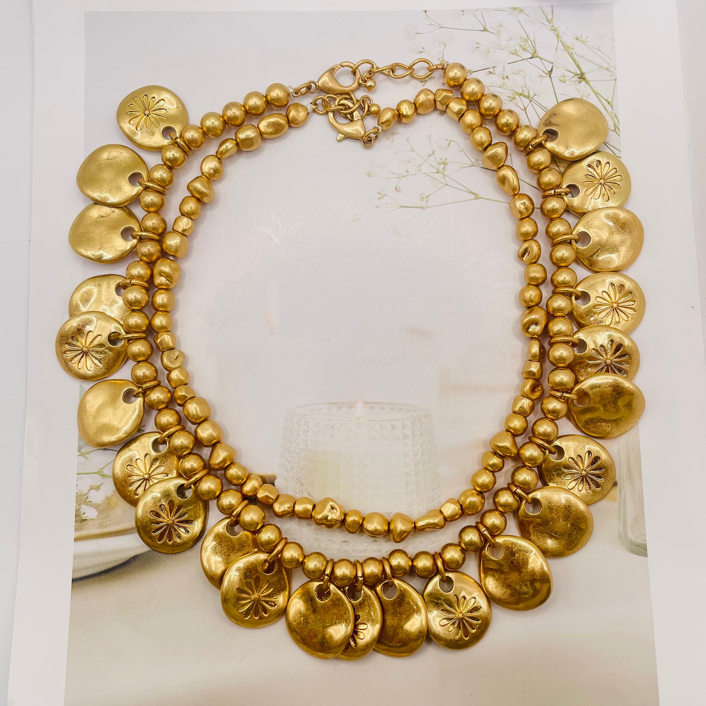 JI JOYA VENTA AL POR MAYOR,Collar y pendientes Daisy Totem Series
