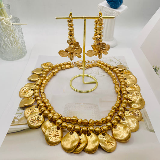 JI JOYA VENTA AL POR MAYOR,Collar y pendientes Daisy Totem Series
