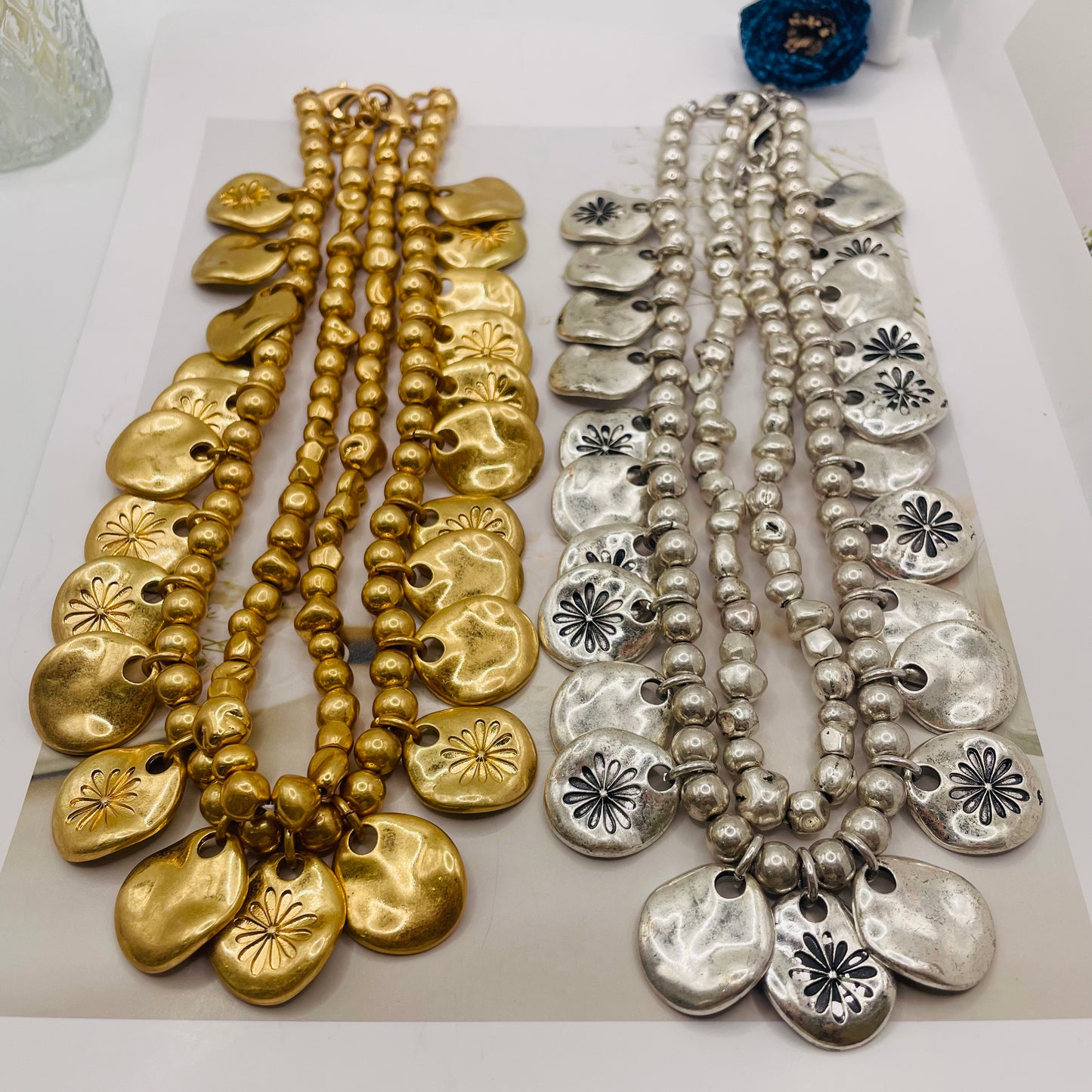 JI JOYA VENTA AL POR MAYOR,Collar y pendientes Daisy Totem Series