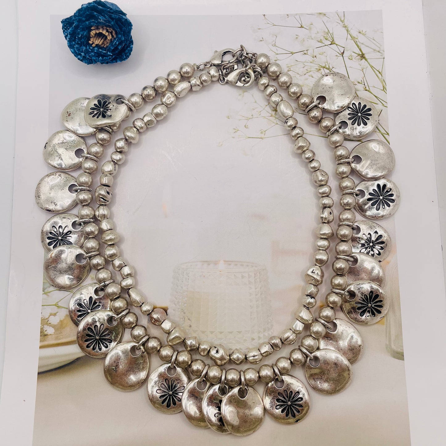 JI JOYA VENTA AL POR MAYOR,Collar y pendientes Daisy Totem Series