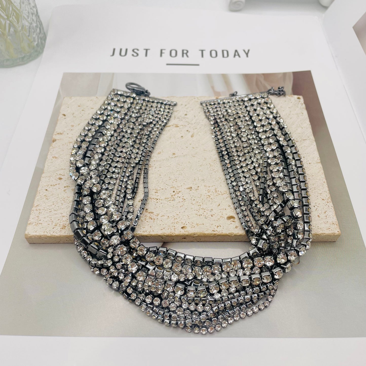 JI JOYA VENTA AL POR MAYOR,Collar de diamantes de cadena multicapa