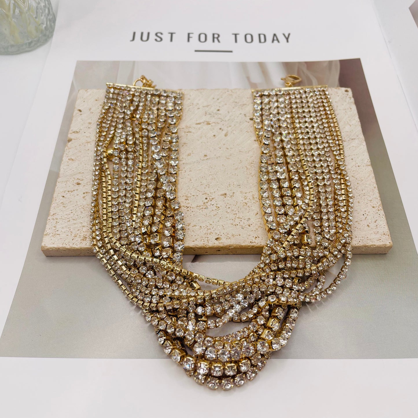 JI JOYA VENTA AL POR MAYOR,Collar de diamantes de cadena multicapa