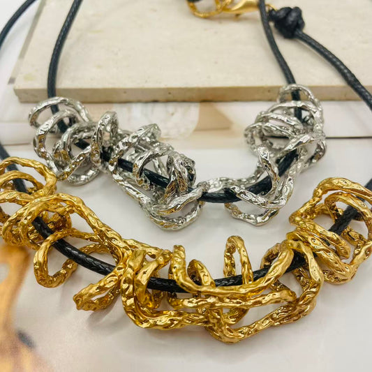 JI JOYA VENTA AL POR MAYOR,Curva irregular con collar de cuerda
