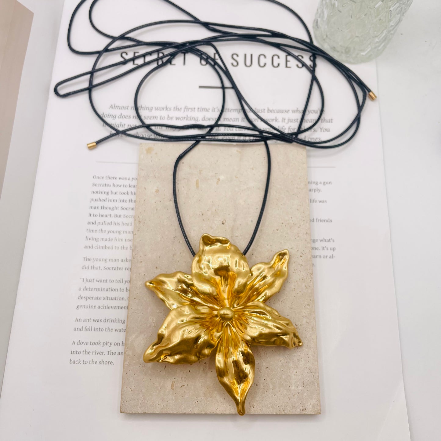 JI JOYA VENTA AL POR MAYOR,Collar de moda con cordón largo en forma de flor