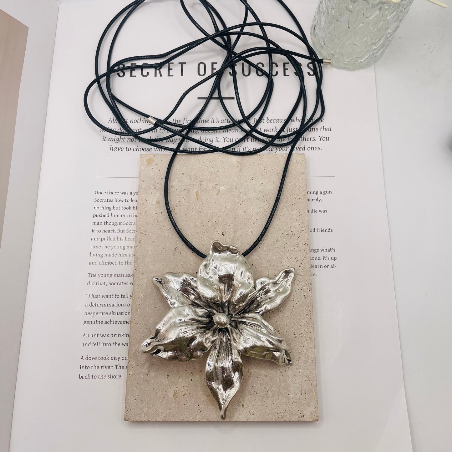 JI JOYA VENTA AL POR MAYOR,Collar de moda con cordón largo en forma de flor