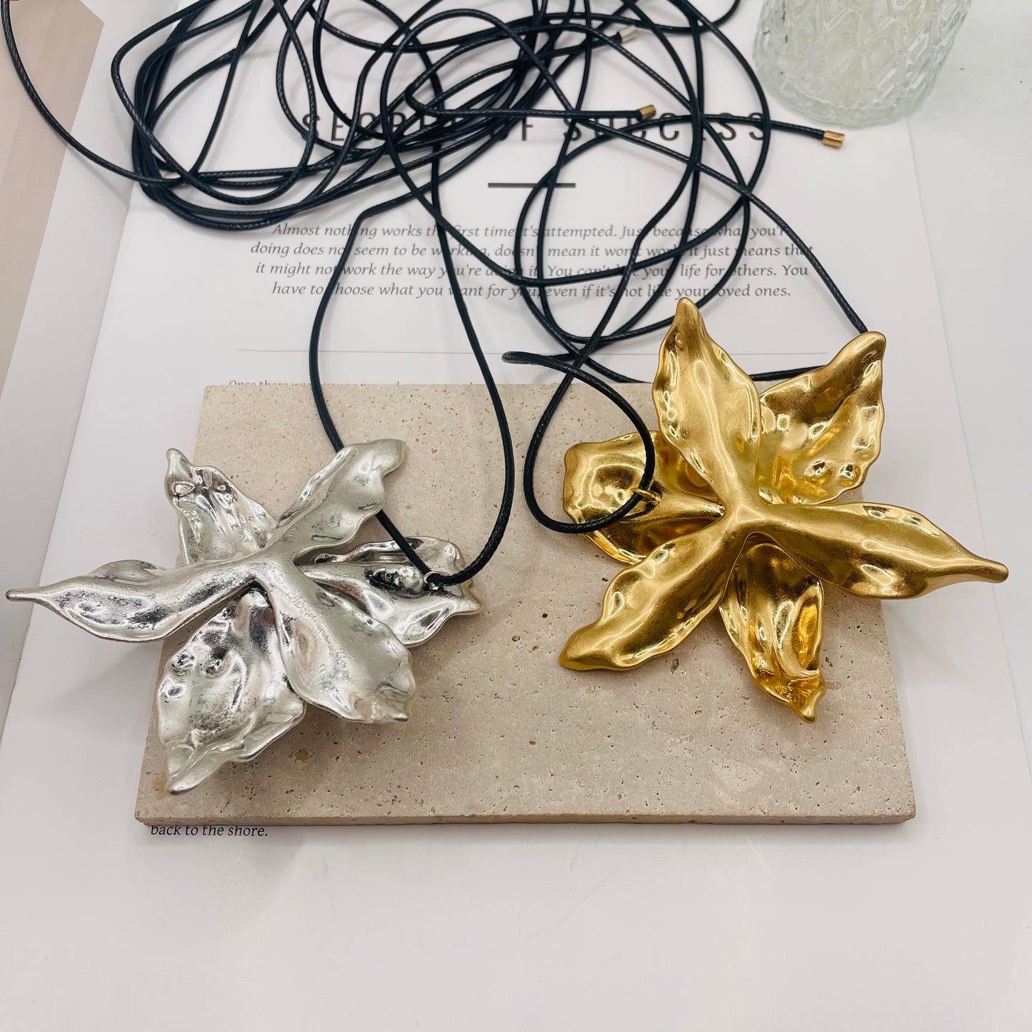 JI JOYA VENTA AL POR MAYOR,Collar de moda con cordón largo en forma de flor