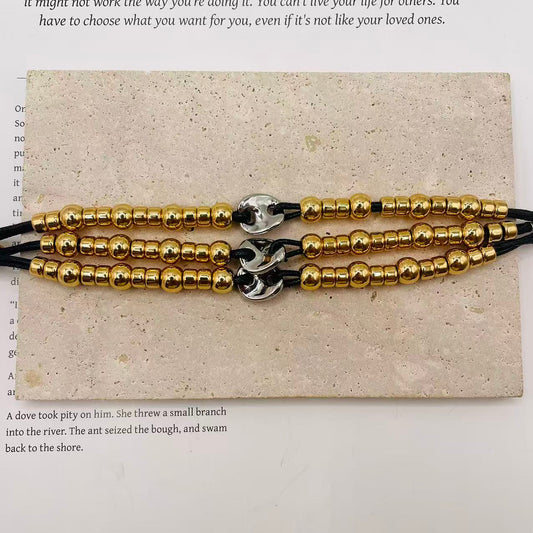 JI JOYA VENTA AL POR MAYOR,Pulsera de cuerda con bolas de oro de tres capas