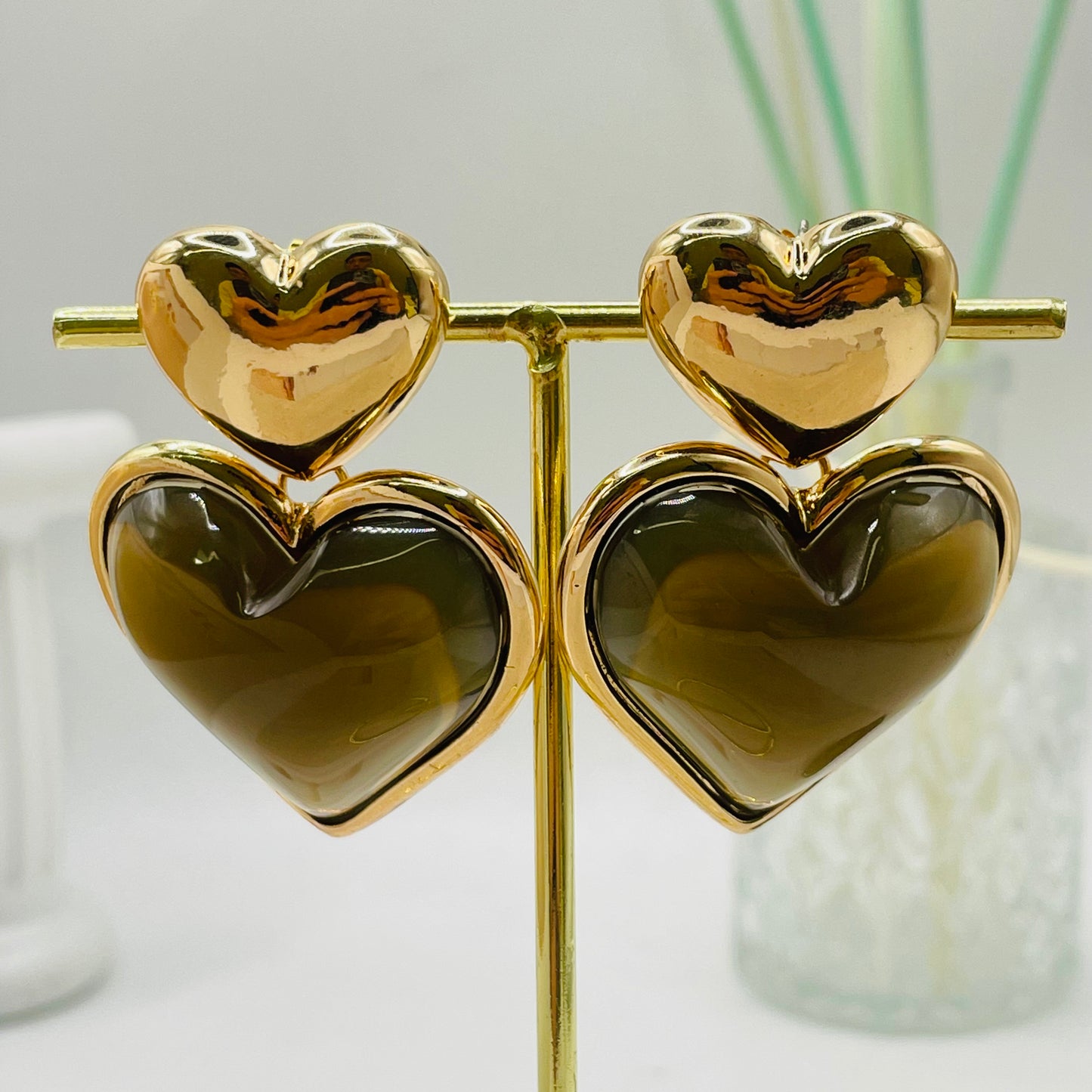 JI JOYA VENTA AL POR MAYOR,Pendientes de doble corazón