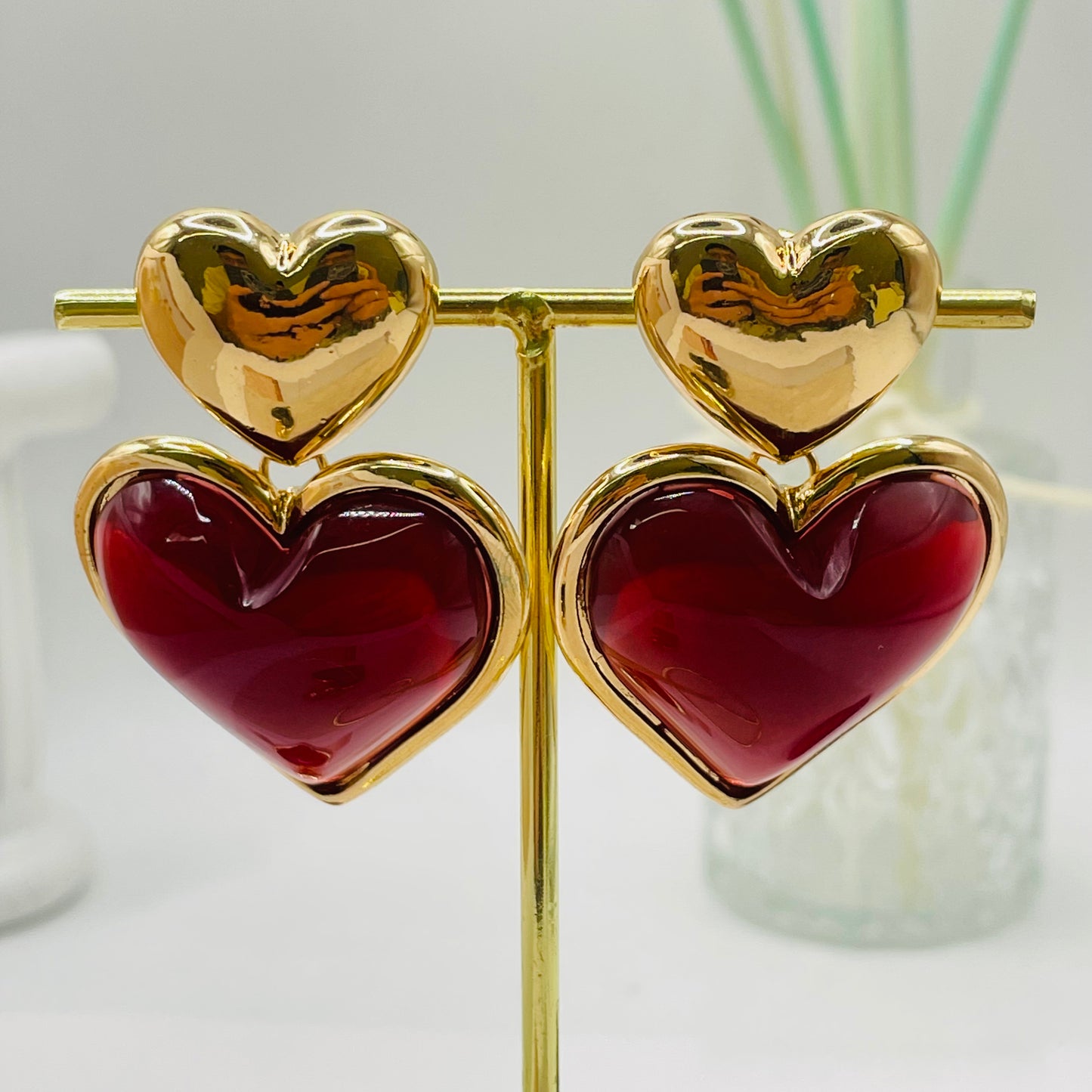 JI JOYA VENTA AL POR MAYOR,Pendientes de doble corazón