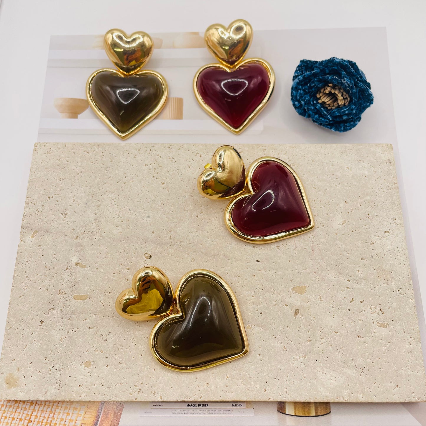 JI JOYA VENTA AL POR MAYOR,Pendientes de doble corazón