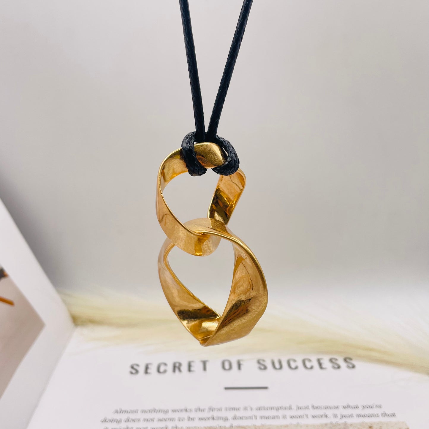 JI JOYA VENTA AL POR MAYOR,Collar de cuerda con colgante de doble círculo