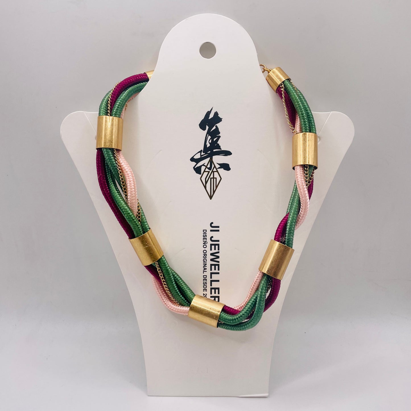 JI JOYA VENTA AL POR MAYOR,Collar de cuerda trenzada de colores y pulsera combinada