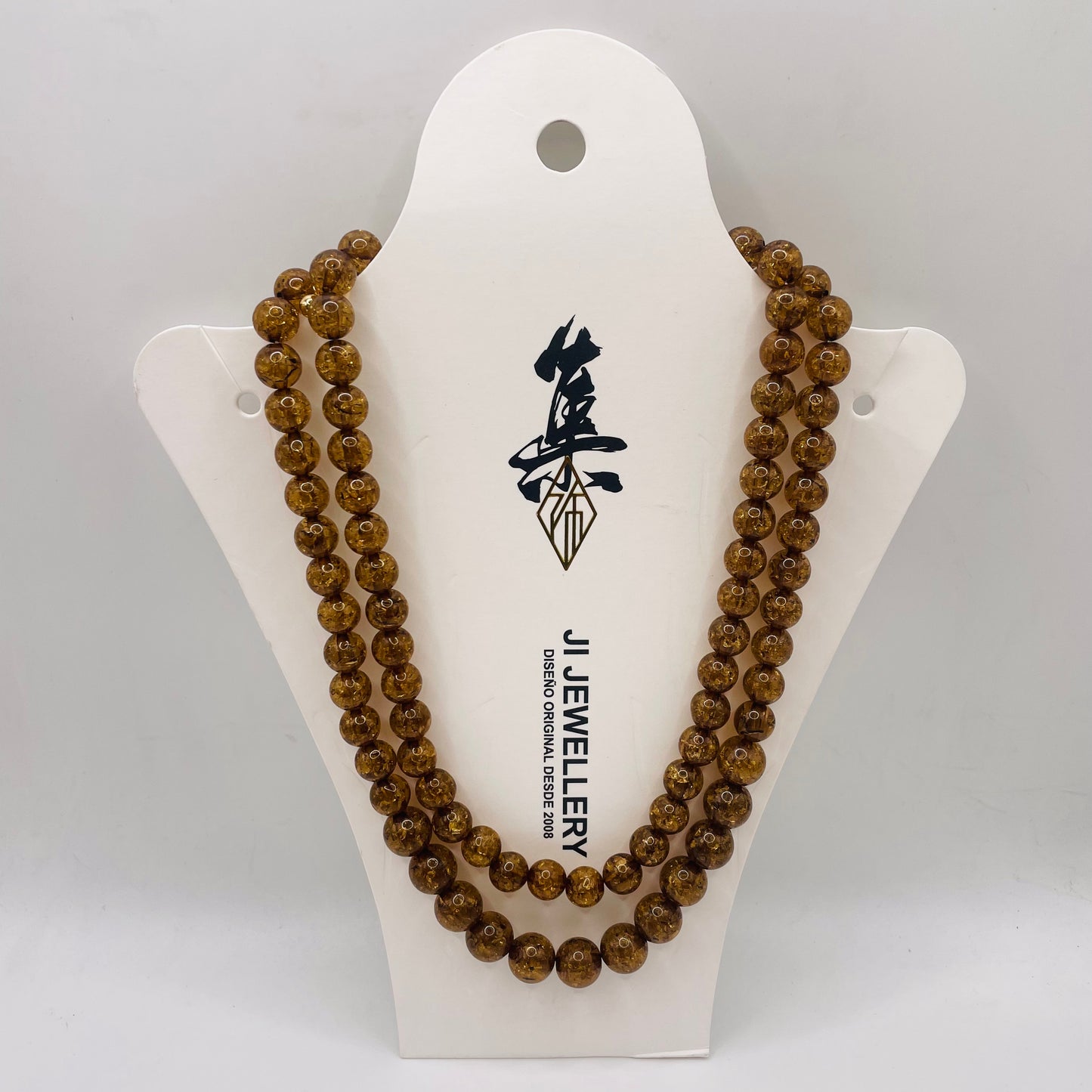 JI JOYA VENTA AL POR MAYOR,Collar de doble capa con cuentas marrones