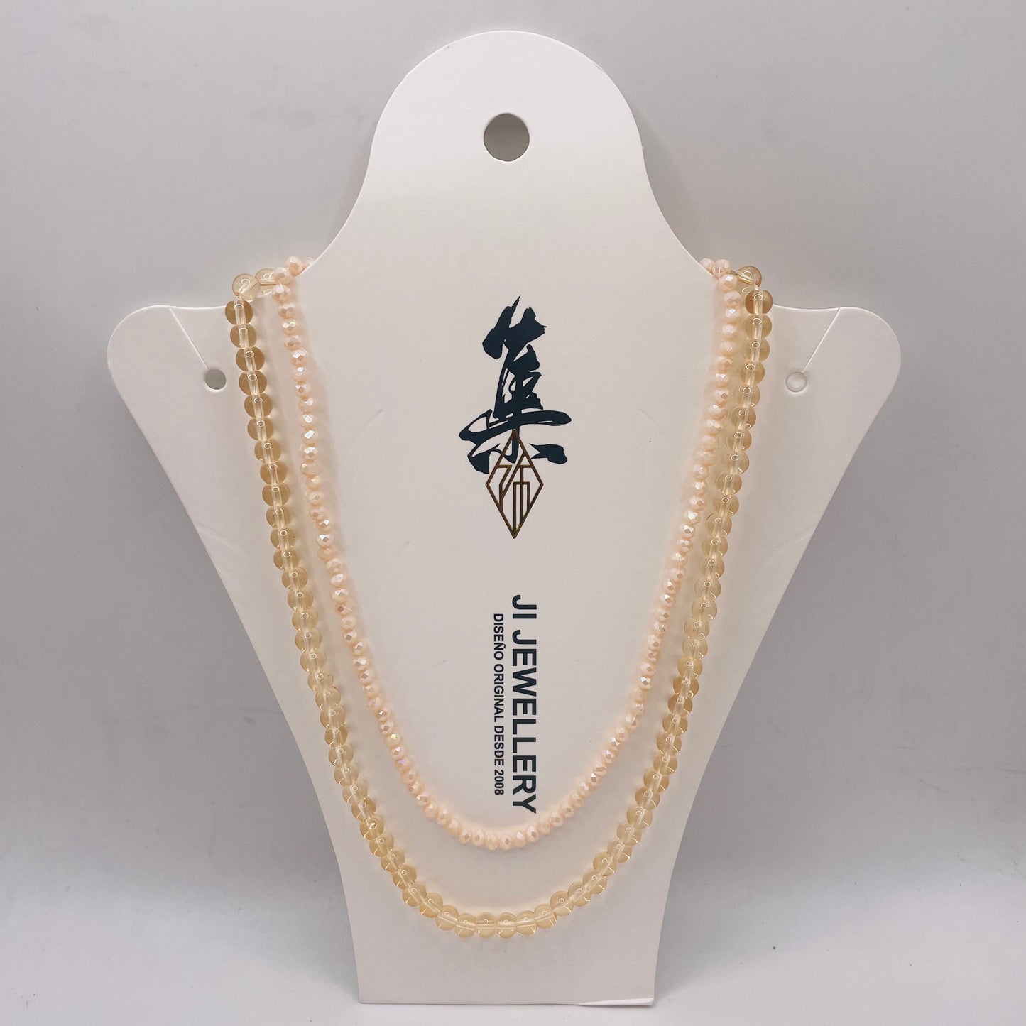 JI JOYA VENTA AL POR MAYOR,Collar de cuentas de dos capas en dos tonos
