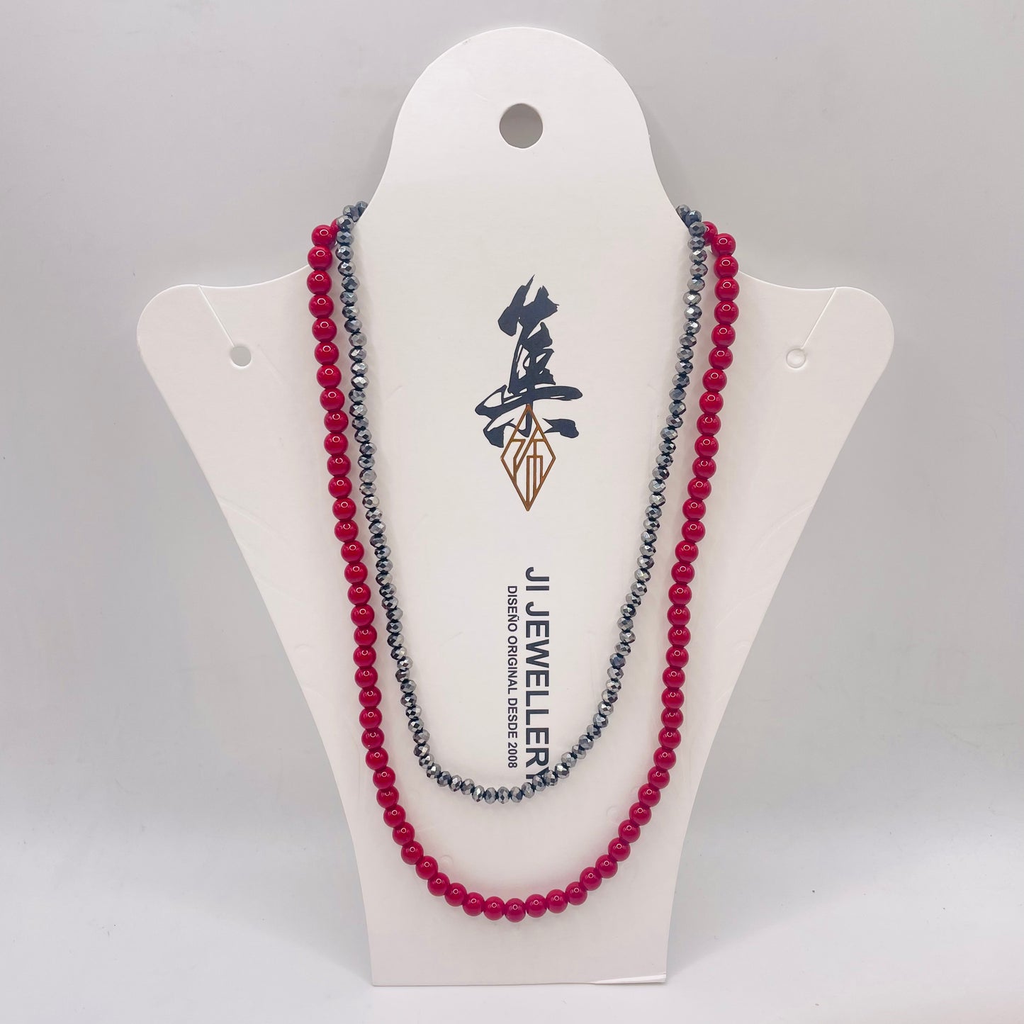 JI JOYA VENTA AL POR MAYOR,Collar de cuentas de dos capas en dos tonos
