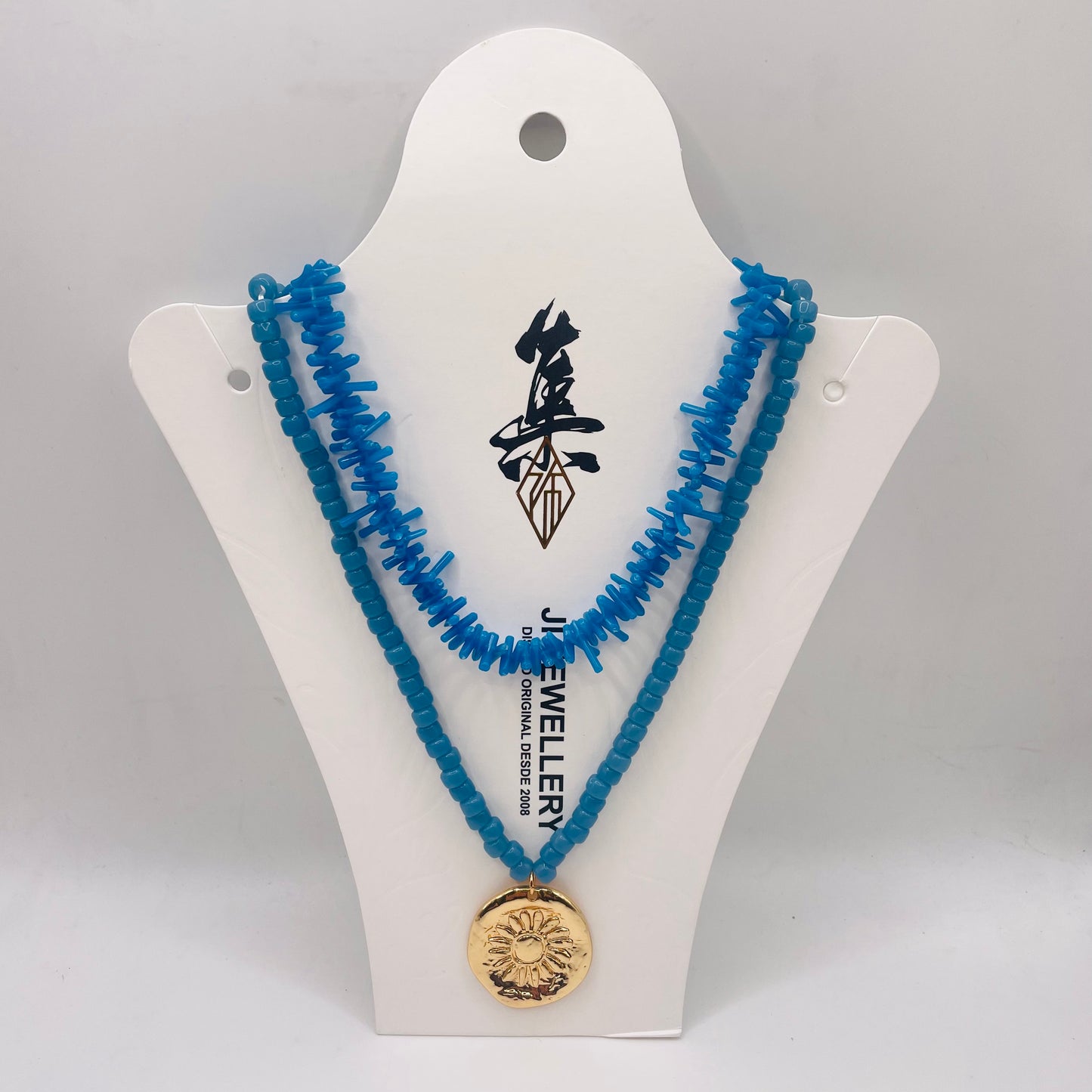 JI JOYA VENTA AL POR MAYOR,Collar con colgante de flores y cuentas de coral de imitación