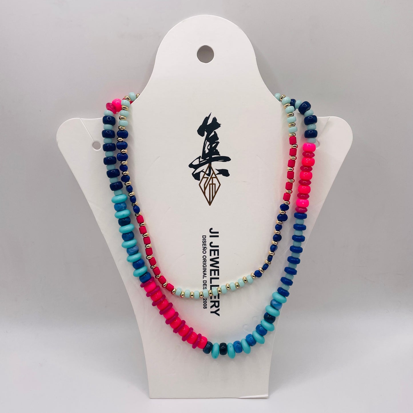 JI JOYA VENTA AL POR MAYOR,Collar de cuentas espaciadas multicolor