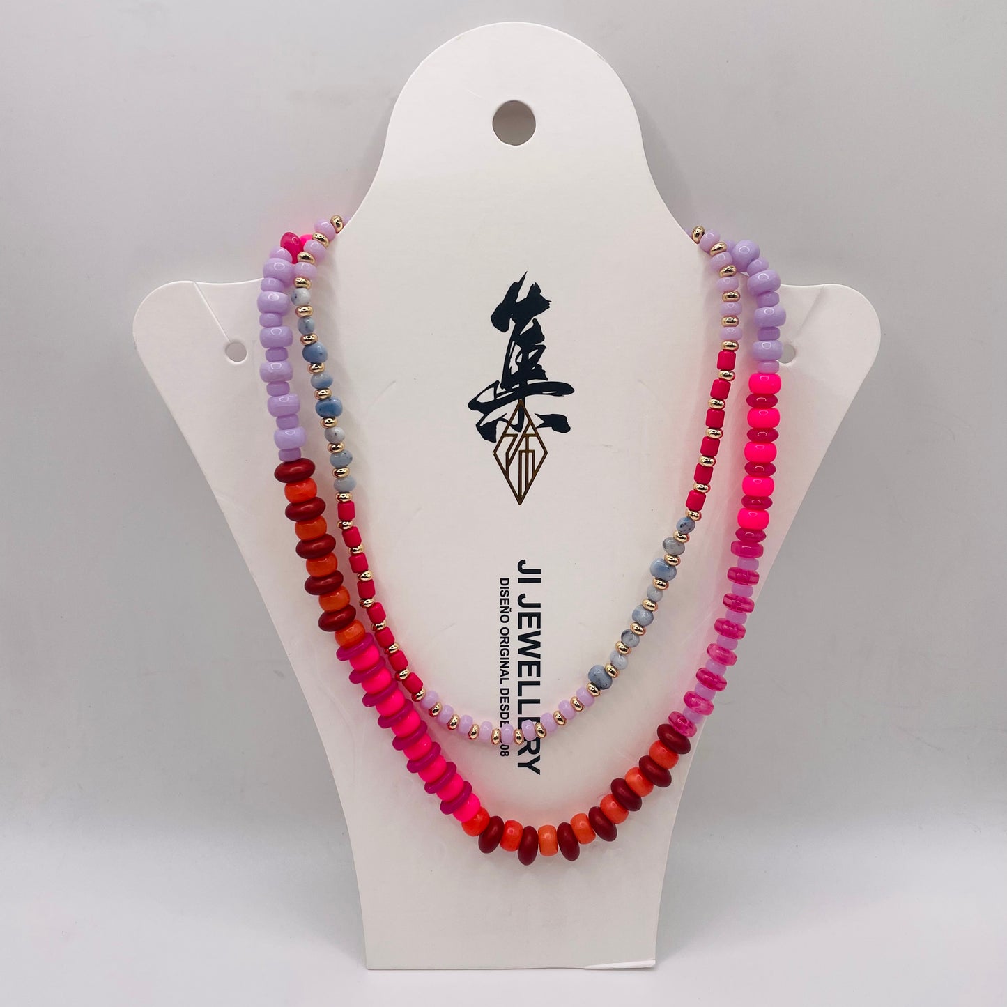JI JOYA VENTA AL POR MAYOR,Collar de cuentas espaciadas multicolor
