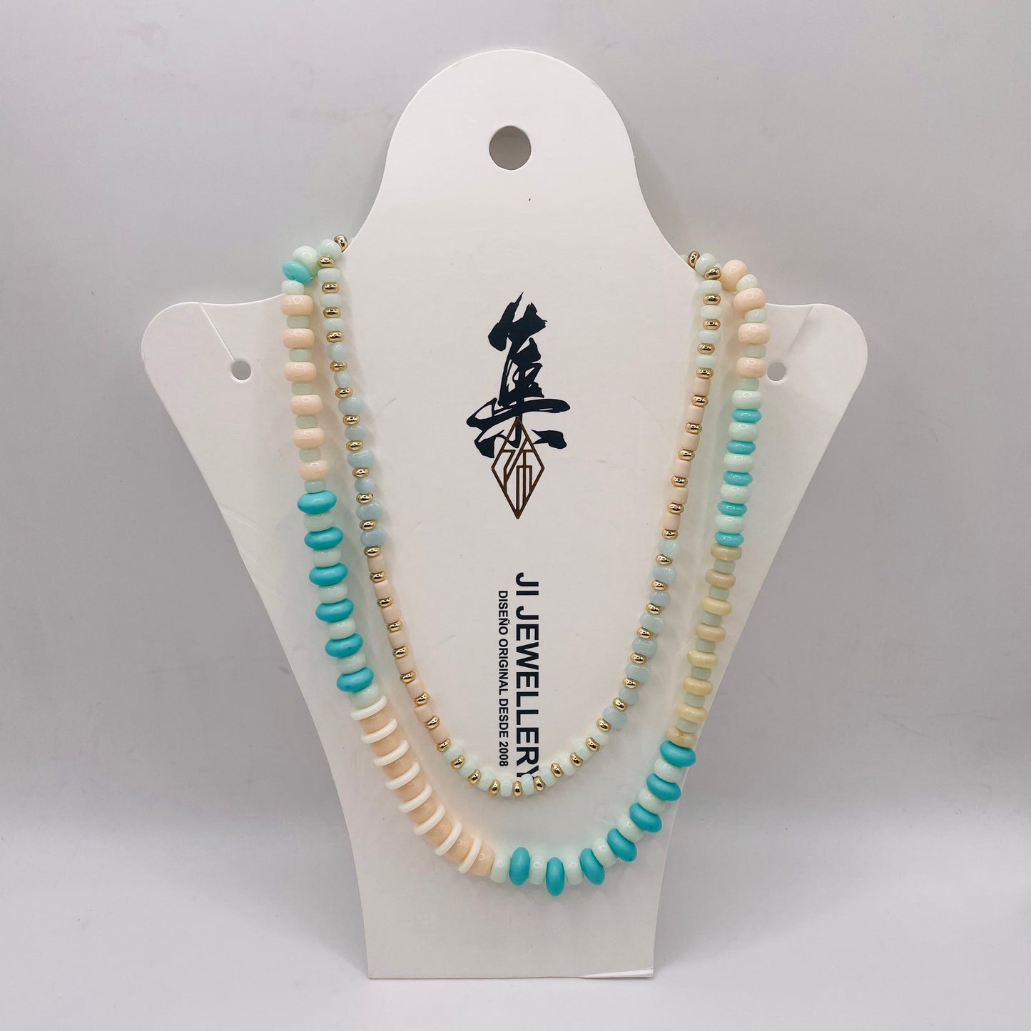 JI JOYA VENTA AL POR MAYOR,Collar de cuentas espaciadas multicolor
