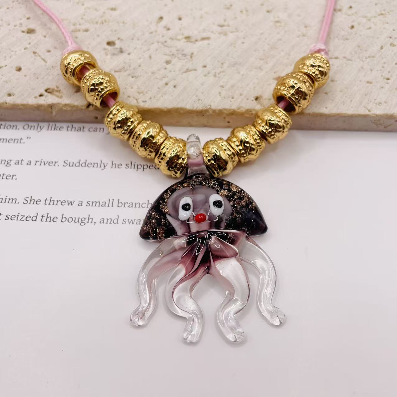 JI JOYA VENTA AL POR MAYOR,Lindo collar de cuerda con colgante de medusa